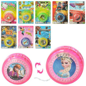 Йо-йо M 5994 (360шт) 6см, свет, 9 видов(мульт), бат(таб), на листе