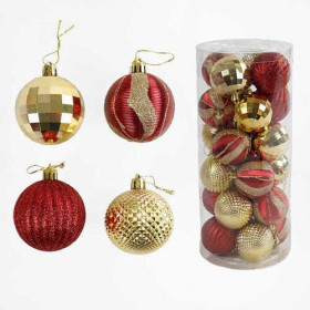 Новорічні прикраси C 67282 (24) 24 штуки, кульки, D-5,5 см, в слюді