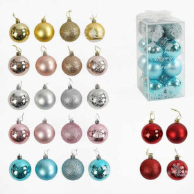 Новорічні прикраси C 67661 (45) кульки, 16 штук, D-6 см, у слюді