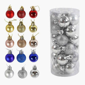 Новорічні прикраси C 67709 (256) 5 видів, кульки, 24 штуки, D-3 см, в слюді