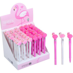 Ручка гелева автомат синя 1093 / 1118 Фламінго світиться (36шт)