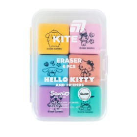 Набір гумок у пластиковому боксі Kite Hello Kitty and Friends HK26-145, асорті, 6 шт.