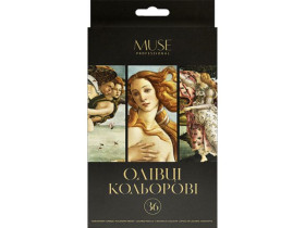 Олівці 36кол.тригранні MUSE + чинка105М-36 (4шт) Школярик