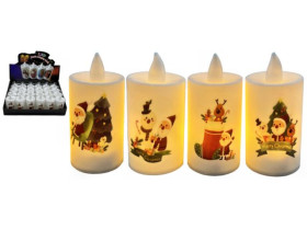 Свеча декоративная светодиодная LED LZ-001 "Новогодняя", пластик, 8×3,8 см