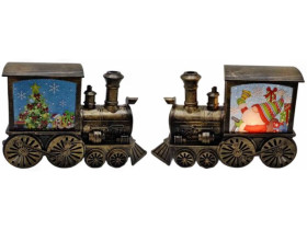 Сувенір новорічний світлодіодний LED ZF-094-B "Паровоз - Дід Мороз, ялинка", 13,5×4,5×8,3 см