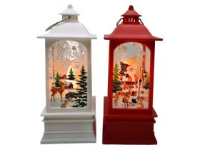 Ліхтар новорічний світлодіодний LED ZF-087-A-1 "Дід Мороз / Олень", 19×8 см