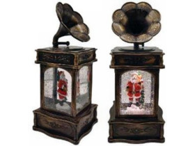 Сувенір новорічний світлодіодний LED DBF-01-1 "Патефон - Дід Мороз", гель, блискітки, 29×12,5×12,5 см, USB