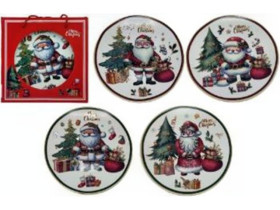 Тарілка керамічна, 24 см, арт. XP-125-B, "Дід Мороз з подарунками", у подарунковій упаковці