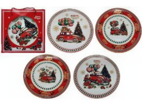 Тарілка керамічна, 24 см, арт. XP-130-B, "Машина Діда Мороза", у подарунковій упаковці