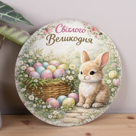 Підвіска 7405-512 круг 33 см "Світлого великодня" із зайчиком