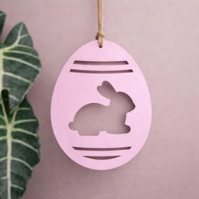 Підвіска 9087-4 писанка 15 см рожева із кроликом