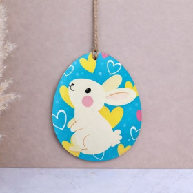 Підвіска "Писанка із зайчиком", блакитна, 15 см, арт. 4455-14