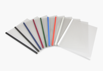 Зображена на фото Пластикові папки з файлами, які відразу приклеєні до корінця